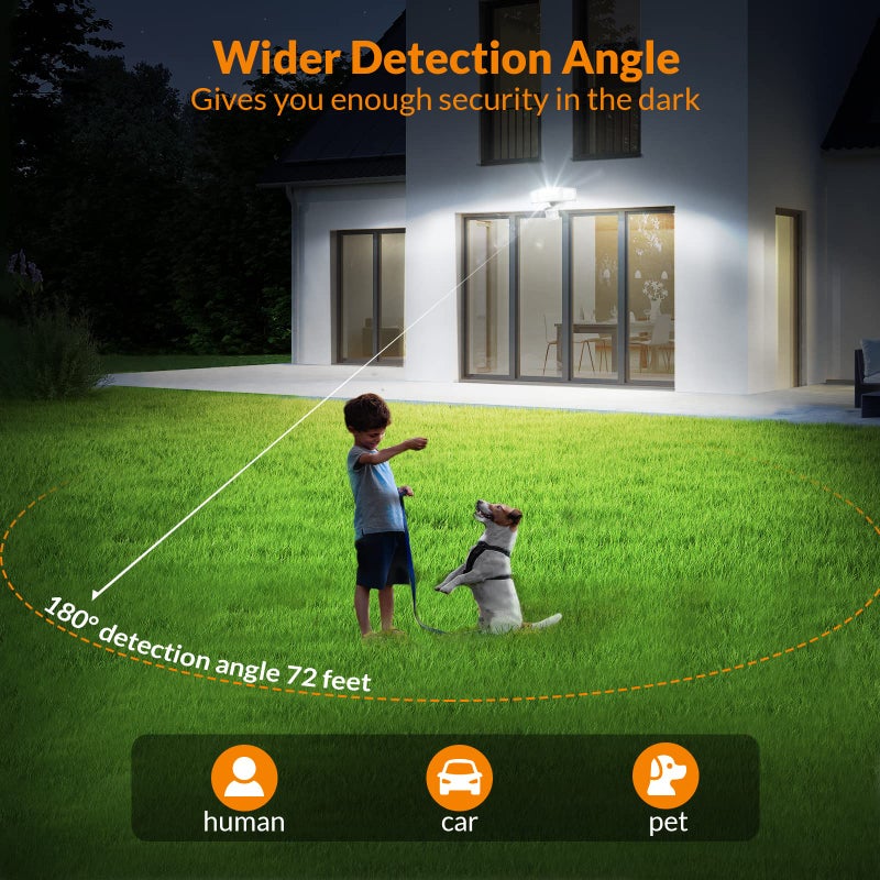 LEPOWER 1600LM LED Solar Security Lights Motion Outdoor, Motion Sensor Light, 5500K White Light, IP65 Waterproof Outdoor Flood Solar Light with 3 Adjustable Head for Yard, Garageï¼ˆWhiteï¼‰ - Image 4